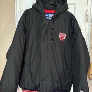 Early 90s original Starter Chicago Bulls Black Hooded Jacket.